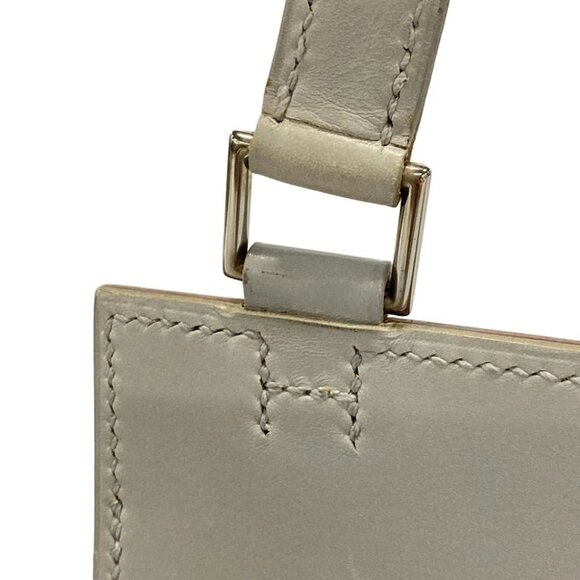 HERMES - Light gray Leather Square E Shoulder Bag - Picture 16 of 16